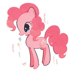 Size: 630x592 | Tagged: safe, artist:dovebread, pinkie pie, earth pony, pony, g4, balloon, confetti, cute, diapinkes, female, mare, open mouth, profile, simple background, solo, white background