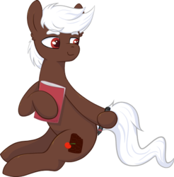 Size: 400x406 | Tagged: safe, artist:hirundoarvensis, oc, oc only, oc:cherry cordial, earth pony, pony, male, notebook, pen, solo, stallion