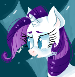 Size: 471x485 | Tagged: safe, artist:endarie, rarity, pony, unicorn, g4, bust, female, mare, no pupils, open mouth, portrait, solo
