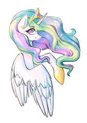 Size: 2480x3508 | Tagged: safe, artist:earthpone, derpibooru exclusive, princess celestia, alicorn, pony, g4, bust, colored pupils, cute, cutelestia, eye clipping through hair, female, high res, looking at you, mare, princess, profile, simple background, solo, transparent background