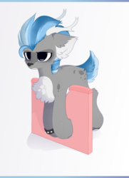 Size: 1584x2190 | Tagged: safe, artist:php146, oc, deer, deer pony, original species, chest fluff, ear fluff, male, simple background, stuck, unamused, white background, ych result