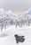 Size: 3000x4300 | Tagged: safe, artist:vombavr, fanfic:background pony, clothes, fanfic art, forest, hoodie, mountain, no pony, scenery, snow, sun, tree, winter