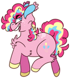 Size: 1280x1408 | Tagged: safe, artist:ghoul--doodle, pinkie pie, earth pony, pony, g4, cheek fluff, chest fluff, ear fluff, female, rainbow power, simple background, smiling, solo, transparent background