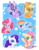 Size: 700x900 | Tagged: safe, artist:awbt, applejack, fluttershy, pinkie pie, rainbow dash, rarity, twilight sparkle, alicorn, earth pony, pegasus, pony, unicorn, g4, chibi, cute, mane six, no pupils, one eye closed, open mouth, stars, twilight sparkle (alicorn), wink