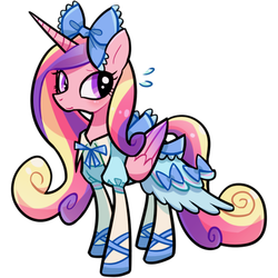 Size: 600x600 | Tagged: safe, artist:awbt, princess cadance, alicorn, pony, g4, bow, clothes, cute, cutedance, dress, female, hair bow, mare, plewds, simple background, solo, sweat, white background