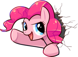 Size: 500x364 | Tagged: safe, artist:awbt, pinkie pie, earth pony, pony, g4, bust, cute, diapinkes, female, fourth wall, mare, open mouth, portrait, simple background, solo, transparent background
