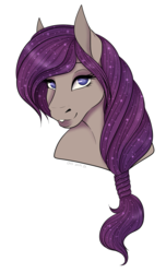 Size: 1545x2545 | Tagged: safe, artist:caff, oc, oc only, oc:heavenly dusk, horse, pony, ethereal mane, female, galaxy mane, head shot, simple background, solo, transparent background