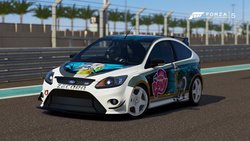 Size: 900x506 | Tagged: safe, zecora, zebra, g4, car, female, ford, ford focus, ford focus rs, forza motorsport 5, game screencap, itasha, mare, my little pony logo, video game