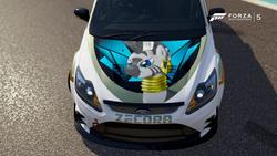 Size: 900x507 | Tagged: safe, zecora, zebra, g4, car, female, ford, ford focus, ford focus rs, forza motorsport 5, game screencap, itasha, mare, race, video game