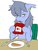 Size: 1547x2048 | Tagged: safe, artist:omegapony16, oc, oc only, oc:oriponi, bat pony, pony, bat pony oc, blood, blood pack, blushing, chair, drinking, drinking blood, ear piercing, earring, female, food, fork, hoof hold, jewelry, knife, looking at you, mare, pancakes, piercing, plate, solo