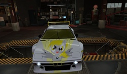 Size: 1024x600 | Tagged: safe, derpy hooves, pegasus, pony, g4, bmw, bmw m1, car, female, game screencap, itasha, mare, need for speed, need for speed world, racecar, video game, wings