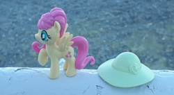 Size: 4096x2241 | Tagged: safe, artist:dingopatagonico, fluttershy, pony, g4, hat, irl, photo, solo, toy