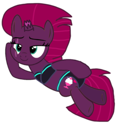 Size: 979x1028 | Tagged: safe, artist:徐詩珮, fizzlepop berrytwist, tempest shadow, pony, unicorn, g4, base used, bedroom eyes, broken horn, clothes, cute, eye scar, eyelashes, female, horn, mare, scar, simple background, solo, stupid sexy tempest shadow, swimsuit, tempest's cutie mark, tempestbetes, transparent background, underhoof
