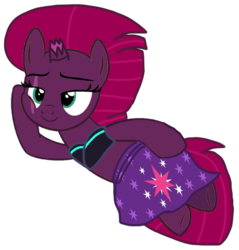Size: 976x1020 | Tagged: safe, alternate version, artist:徐詩珮, fizzlepop berrytwist, tempest shadow, pony, unicorn, g4, base used, bedroom eyes, broken horn, clothes, cute, cutie mark, cutie mark on clothes, dress, eye scar, eyelashes, female, horn, implied tempestlight, mare, scar, simple background, solo, stupid sexy tempest shadow, swimsuit, tempestbetes, transparent background, underhoof