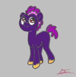 Size: 2439x2488 | Tagged: safe, artist:minty joy, oc, oc only, oc:coldoen, pony, high res, purple fur, purple mane, purple skin, simple background, solo