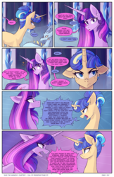 Size: 2301x3549 | Tagged: safe, artist:darlyjay, twilight sparkle, oc, oc:sterling sentry, alicorn, pony, unicorn, comic:save the harmony, g4, argument, comic, female, high res, mare, mother and daughter, offspring, parent:flash sentry, parent:twilight sparkle, parents:flashlight, twilight sparkle (alicorn)