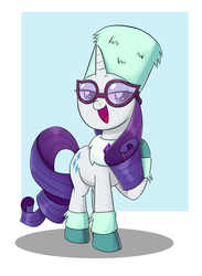 Size: 1100x1500 | Tagged: safe, artist:mew-me, rarity, pony, unicorn, best gift ever, g4, clothes, cute, female, glasses, lidded eyes, mare, open mouth, raribetes, solo, winter outfit