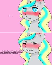 Size: 500x628 | Tagged: safe, artist:ask-scute, oc, oc only, oc:scute, pony, unicorn, blushing, female, mare, solo