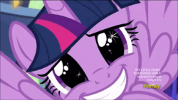 Size: 800x450 | Tagged: safe, screencap, twilight sparkle, alicorn, pony, g4, made in manehattan, season 5, animated, close-up, cute, female, flapping, gif, mare, solo, sparkly eyes, twiabetes, twilight sparkle (alicorn), wingding eyes