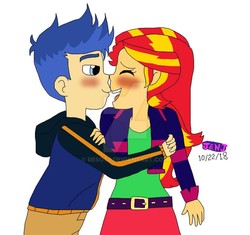 Size: 921x867 | Tagged: safe, artist:stella-exquisa, flash sentry, sunset shimmer, equestria girls, g4, female, male, ship:flashimmer, shipping, straight