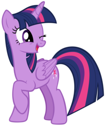 Size: 5524x6637 | Tagged: safe, artist:andoanimalia, twilight sparkle, alicorn, pony, g4, the ending of the end, cute, cutie mark, female, folded wings, mare, one eye closed, open mouth, open smile, raised hoof, simple background, smiling, solo, transparent background, twiabetes, twilight sparkle (alicorn), vector, wings, wink
