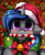 Size: 1446x1764 | Tagged: safe, artist:pridark, oc, oc only, oc:blossom, alicorn, pony, alicorn oc, bell, blushing, candy, candy cane, christmas, commission, cute, food, hat, holiday, horn, mouth hold, ocbetes, pridark's christmas ponies, santa hat, solo, wreath, ych result