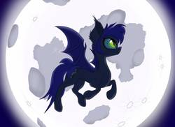 Size: 1048x762 | Tagged: safe, artist:dualtry, oc, oc only, bat pony, pony, bat pony oc, digital art, flying, full moon, male, moon, moonlight, night, solo, stallion