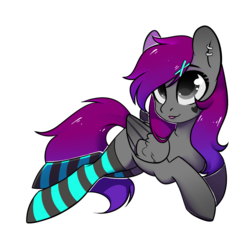 Size: 1031x1025 | Tagged: safe, artist:cloud-fly, oc, oc only, oc:shyluna, pegasus, pony, clothes, female, mare, prone, simple background, socks, solo, striped socks, transparent background