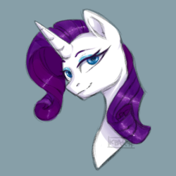 Size: 950x950 | Tagged: safe, artist:ink-27, rarity, pony, unicorn, g4, blue background, bust, female, looking at you, mare, portrait, simple background, solo