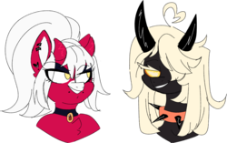 Size: 1343x844 | Tagged: safe, artist:taaffeiite, oc, oc only, demon, anthro, anthro oc, bust, choker, clothes, collar, ear piercing, earring, female, jewelry, mare, piercing, simple background, spiked collar, transparent background