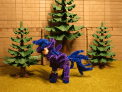 Size: 1333x1000 | Tagged: safe, artist:malte279, oc, oc:silent bow, pegasus, pony, animated, chenille, chenille stems, chenille wire, craft, gif, pipe cleaner sculpture, pipe cleaners, playmobil, stop motion