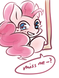 Size: 600x800 | Tagged: safe, artist:norang94, pinkie pie, pony, g4, bust, cute, dialogue, diapinkes, female, looking at you, mare, portrait, smiling, solo, speech bubble