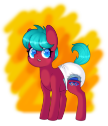 Size: 879x1023 | Tagged: safe, artist:oc:windsweeper, artist:veincchi, oc, oc only, oc:windsweeper, pony, diaper, diaper fetish, fetish, non-baby in diaper, raised tail, short mane, short tail, simple background, solo, tail, transparent background