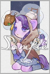 Size: 362x535 | Tagged: safe, artist:puzi, starlight glimmer, pony, unicorn, semi-anthro, g4, arm hooves, cape, clothes, crossover, dress, female, matchstick, obtrusive watermark, solo, the little match girl, watermark