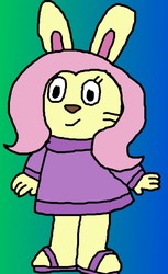Size: 468x763 | Tagged: safe, artist:ianpony98, fluttershy, rabbit, anthro, g4, 1000 hours in paint.net, adventures of the little koala, bunnified, bunnyshy, cute, female, gradient background, solo, species swap