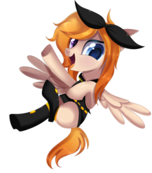 Size: 1678x1901 | Tagged: safe, artist:peachesandcreamated, oc, oc only, oc:inspiring radiance, pegasus, pony, clothes, cosplay, costume, female, heterochromia, mare, pegasus oc, simple background, solo, transparent background, watermark, wings