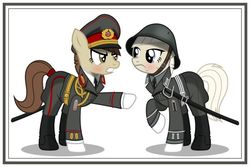 Size: 1024x683 | Tagged: safe, artist:brony-works, oc, oc only, pony, clothes, cold war, east germany, female, mare, saber, simple background, uniform, weapon, white background