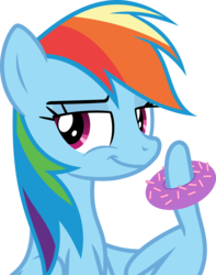 Size: 1080x1371 | Tagged: safe, artist:phucknuckl, rainbow dash, pony, g4, the ending of the end, donut, faic, female, food, simple background, smiling, smirk, smug, smugdash, solo, transparent background, vector, wing hands, wings