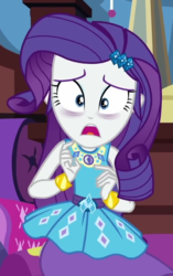 Size: 591x942 | Tagged: safe, screencap, rarity, blizzard or bust, equestria girls, equestria girls specials, g4, my little pony equestria girls: better together, my little pony equestria girls: holidays unwrapped, bags under eyes, cropped, female, geode of shielding, magical geodes, marshmelodrama, oh no, rarity being rarity, solo