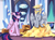 Size: 2300x1700 | Tagged: safe, artist:serodart, derpy hooves, twilight sparkle, alicorn, pegasus, pony, unicorn, g4, box, cardboard box, castle, chromatic aberration, duo, ticket, twilight sparkle (alicorn), twilight sparkle is not amused, unamused