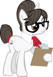 Size: 742x1076 | Tagged: safe, artist:thebosscamacho, raven, pony, unicorn, g4, the crystal empire, choker, clipboard, female, glasses, mare, simple background, solo, transparent background, vector
