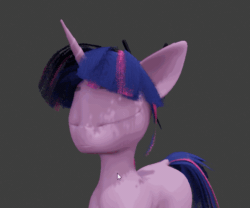 Size: 653x542 | Tagged: safe, artist:valiant studios, oc, oc:twilight (dimensional shift), pony, dimensional shift, 3d, alternate hairstyle, animated, blender, female, gif, video game model, wip