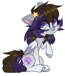 Size: 4566x5336 | Tagged: safe, artist:_spacemonkeyz_, oc, oc only, oc:nightfall, pegasus, pony, absurd resolution, crying, female, heterochromia, mare, simple background, solo, transparent background
