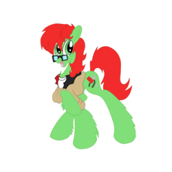 Size: 1200x1200 | Tagged: safe, artist:wyren367, oc, oc only, oc:scratch build, earth pony, pony, 2020 community collab, derpibooru community collaboration, clothes, digital art, glasses, jacket, looking at you, male, needs more saturation, raised foreleg, simple background, solo, stallion, transparent background, unshorn fetlocks