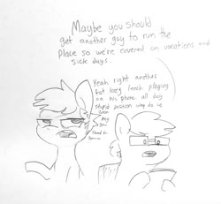 Size: 1512x1395 | Tagged: safe, artist:tjpones, part of a set, oc, oc only, oc:tjpones, earth pony, pony, dialogue, glasses, male, simple background, stallion, white background
