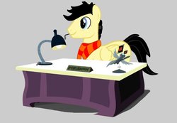 Size: 783x541 | Tagged: safe, artist:watching lizard, oc, oc only, pony, desk, old, solo