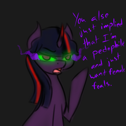 Size: 600x600 | Tagged: safe, artist:sinsays, part of a set, twilight sparkle, pony, unicorn, ask corrupted twilight sparkle, g4, corrupted, corrupted twilight sparkle, curved horn, dark, dark equestria, dark queen, dark world, female, horn, part of a series, possessed, queen twilight, solo, sombra eyes, sombra horn, tumblr, tyrant sparkle, unicorn twilight