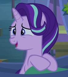 Size: 916x1036 | Tagged: safe, screencap, starlight glimmer, pony, unicorn, g4, road to friendship, blanket, cropped, female, hammock, mare, nervous, solo