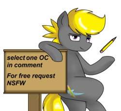 Size: 1230x1124 | Tagged: safe, artist:pencil bolt, oc, oc only, oc:pencil bolt, pegasus, pony, male, pencil, sign, simple background, smiling, solo, text, toss, white background