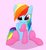 Size: 1100x1200 | Tagged: safe, artist:chocodamai, rainbow dash, pegasus, pony, g4, blushing, clothes, cute, dashabetes, female, pink background, rainbow dash day, simple background, sitting, socks, solo